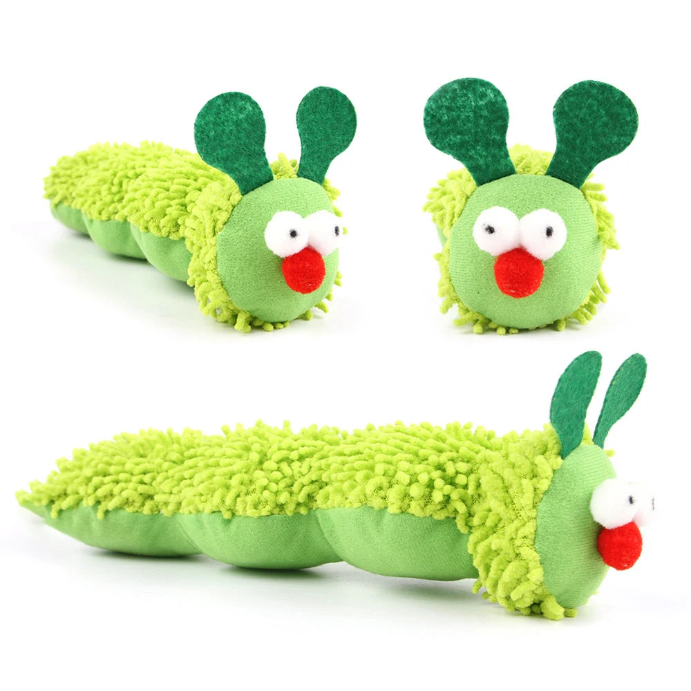 Caterpillar Cat Toy Plush Nylon Chew With Catnip And Silvervine