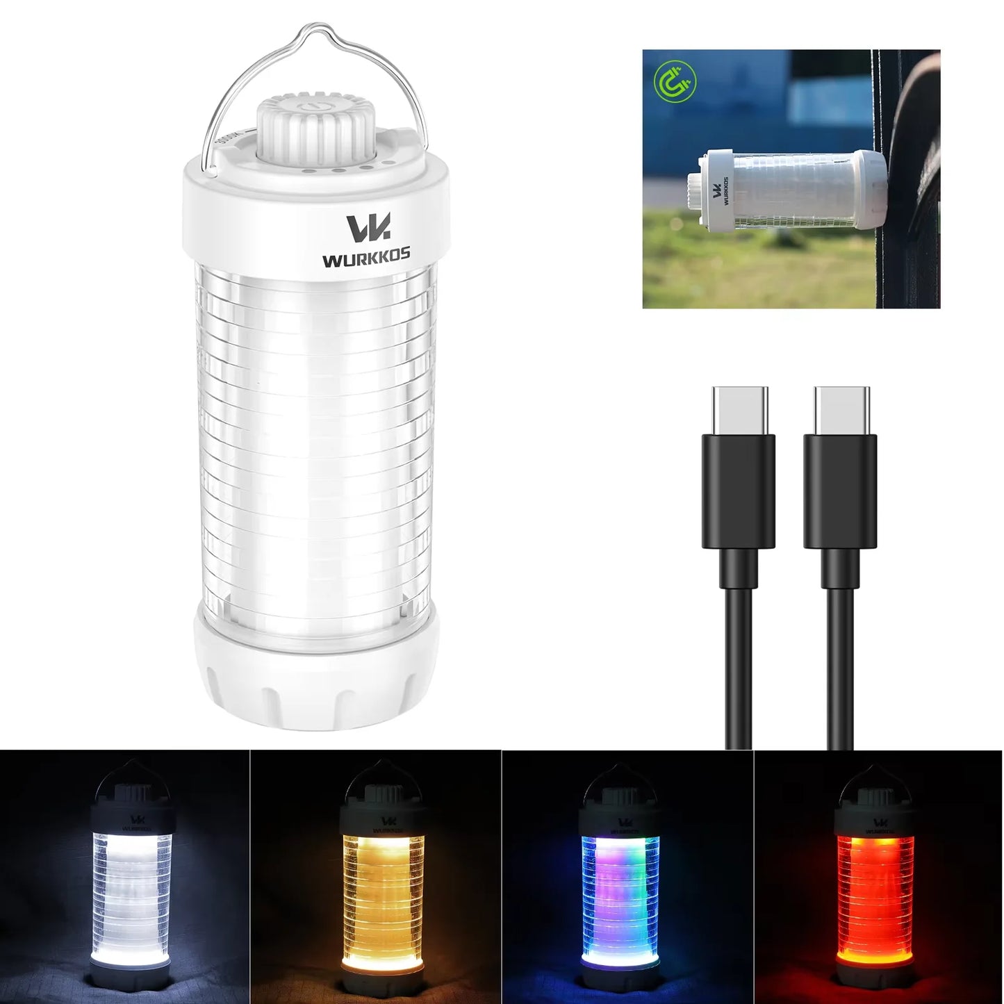 Wurkkos CL01 LED Camping Lantern 550LM Rechargeable Waterproof RGB For Campers