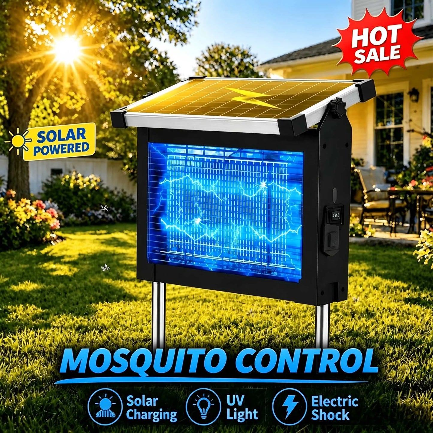 Take Back Your Backyard™ Solar Bug Zapper – 2,100 Sq. Ft. Outdoor Protection