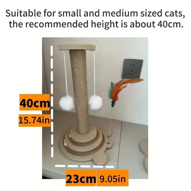 Durable Cat Scratching Post With PestResistant Sisal And Rotating Scratcher