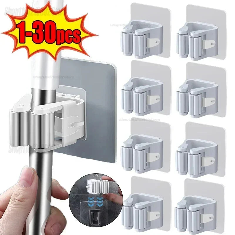 Get It Off the Floor Mop & Broom Wall Organizer – No-Drill Hold