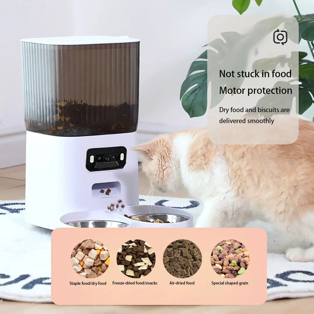 Repetsun Double Bowls Smart Cat Feeder With Video Camera