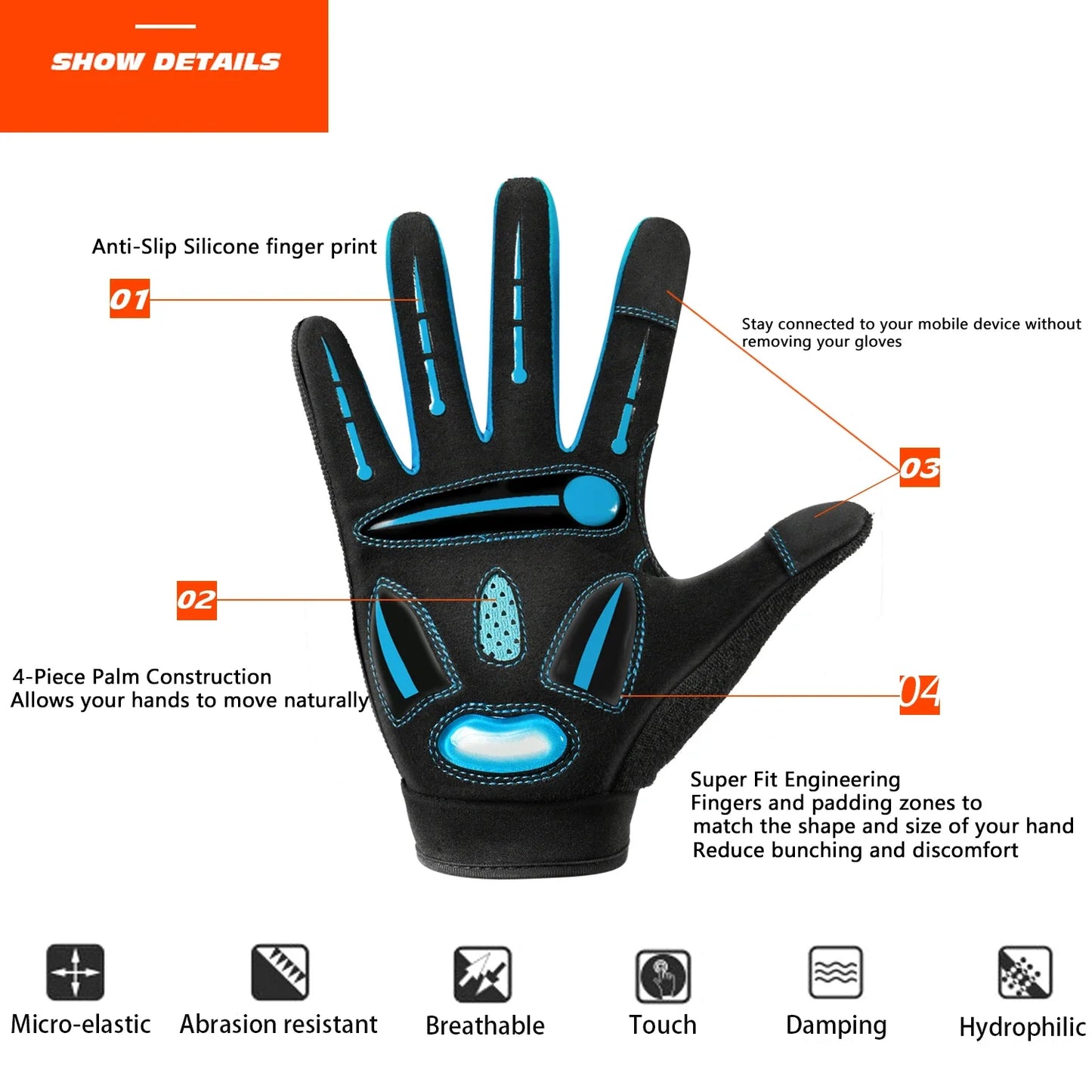 Cycling Gloves Unisex Breathable Non Slip Touchscreen MTB Road Racing