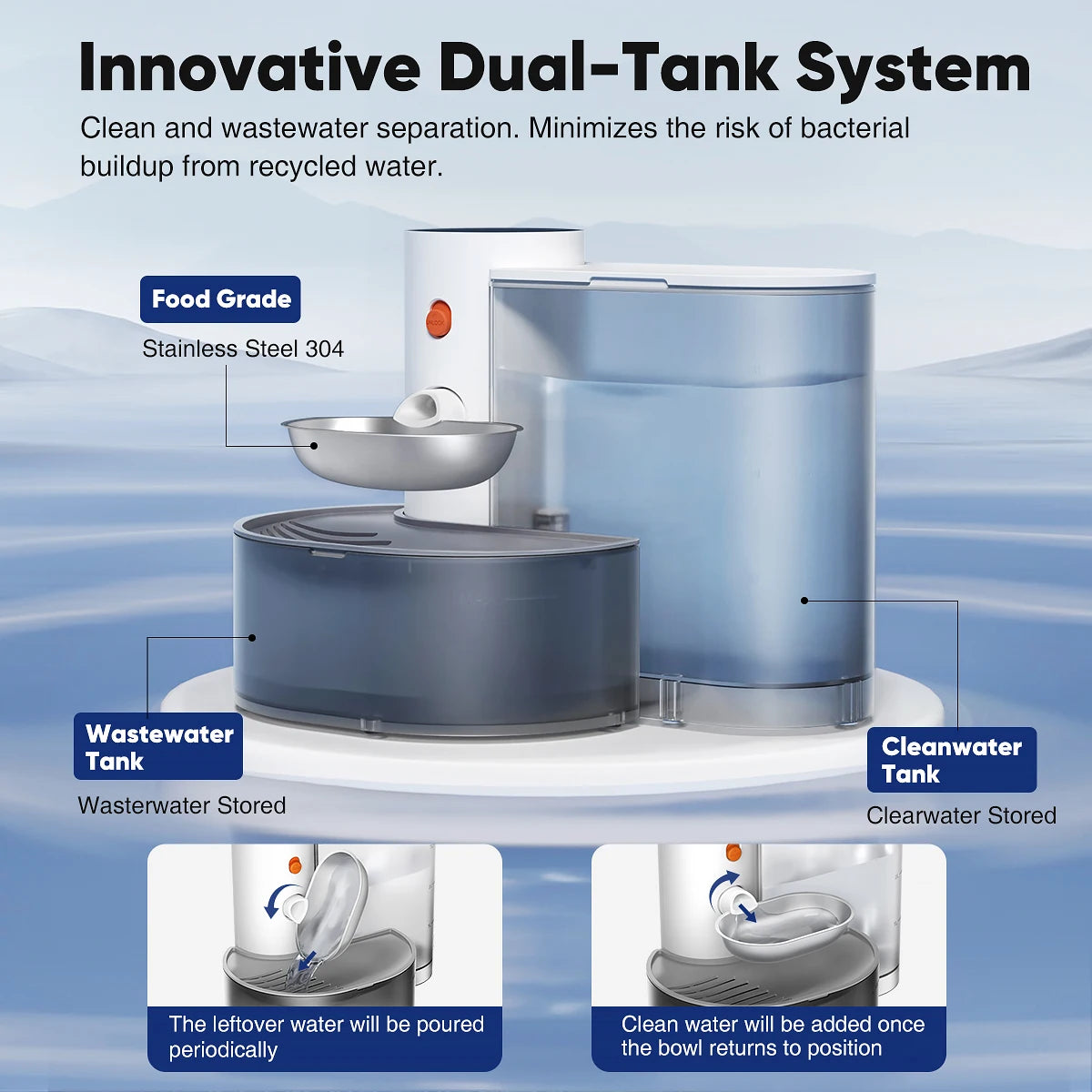 Booteely Stainless Steel Pet Water Dispenser With Automatic Purification
