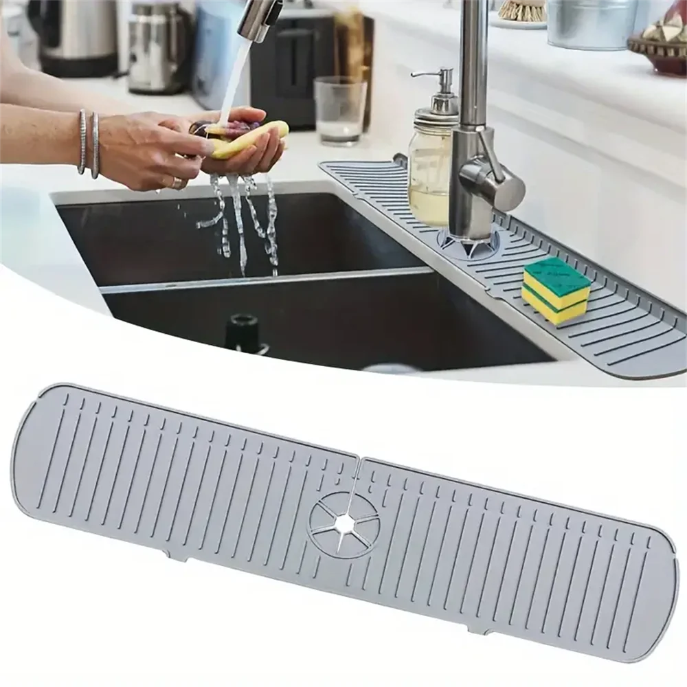 Silicone Faucet Water Catcher Mat For Home Cooks Kitchen Anti Slip Splash Guard