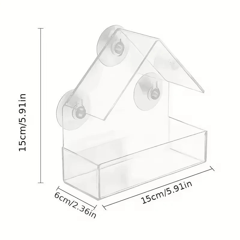 Window Bird Feeder Clear Acrylic With Strong Suction Cups For Backyard Birds