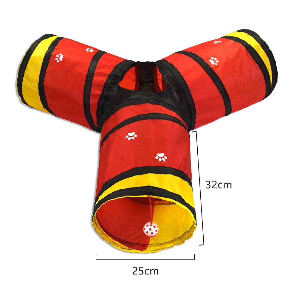 Foldable Cat Tunnel Toy For Indoor Play Breathable Fabric