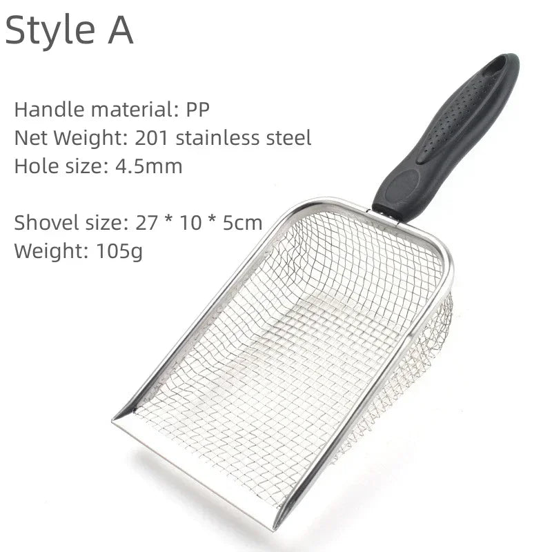 Cat Litter Scoop Stainless Steel Long Handle Cleaning Tool