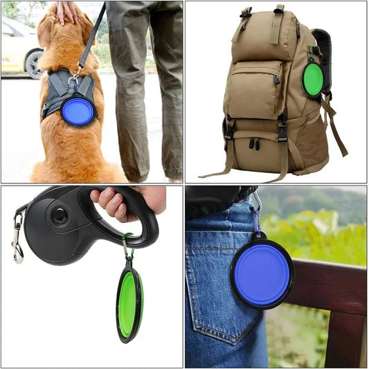 Folding Portable Silicone Dog Feeder Bowl and 2-In-1 Pet Dispenser