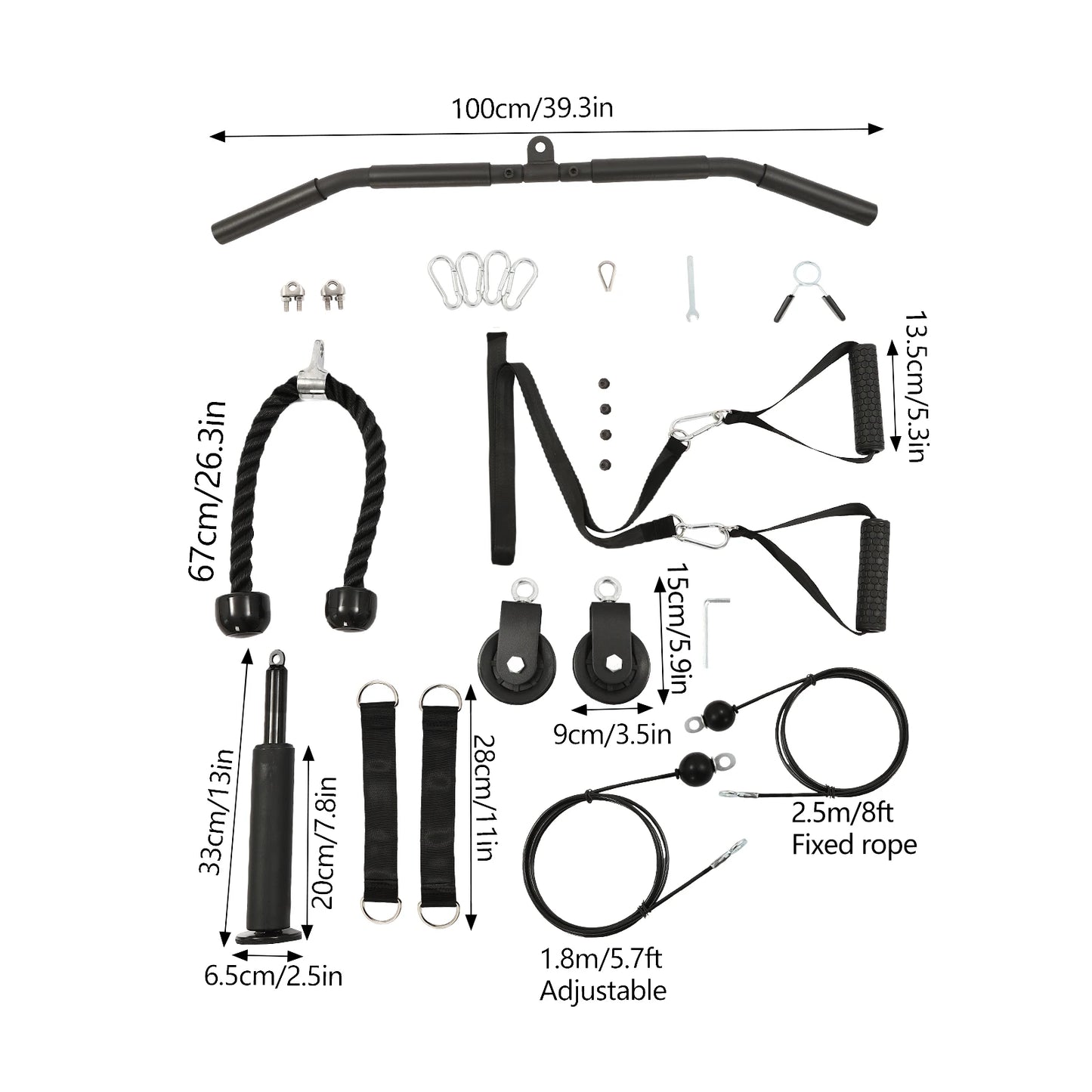 Cable Weight Pulley System For Home Gym With Safety Ropes Unisex Strength