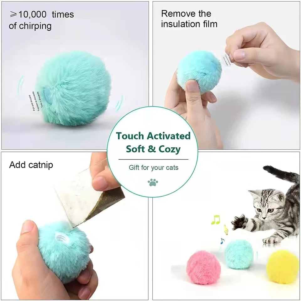 Smart Cat Toys Interactive Ball Squeaky Plush Catnip Training Toy