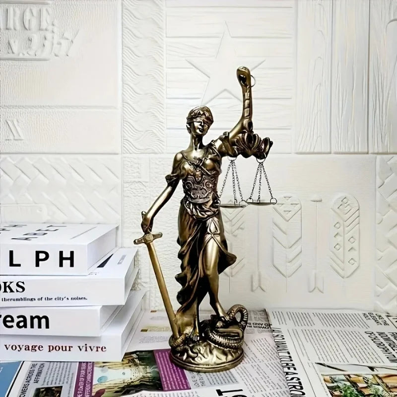 Goddess Of Justice Ornament Copper Tone Resin European Retro For Home Office