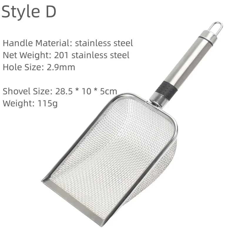 Cat Litter Scoop Stainless Steel Long Handle Cleaning Tool