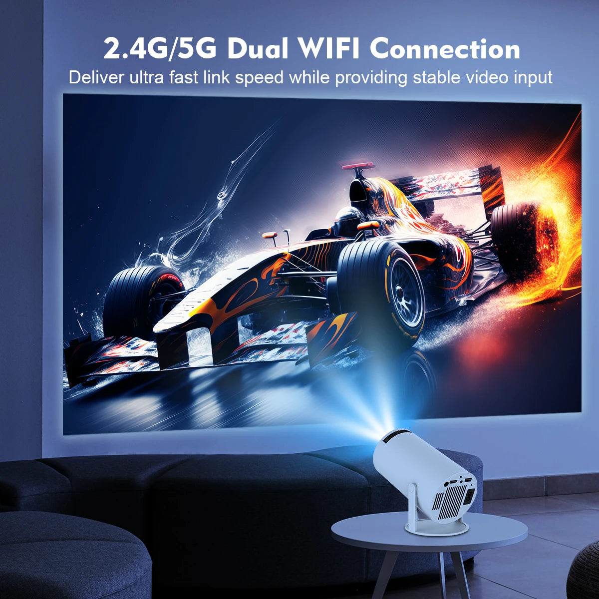 Portable 8K Home Theater Projector with Android 14 & WiFi 6