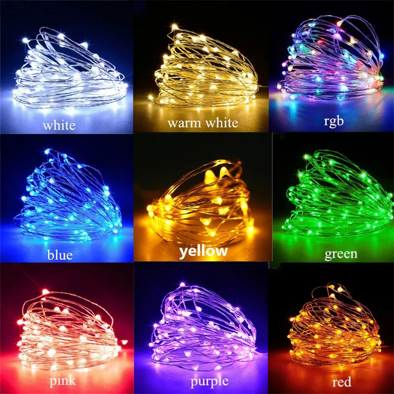 USB Led Fairy Lights Copper Wire 20M 200LED Outdoor String For Christmas Decor