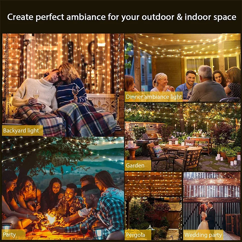 USB Led Fairy Lights Copper Wire 20M 200LED Outdoor String For Christmas Decor