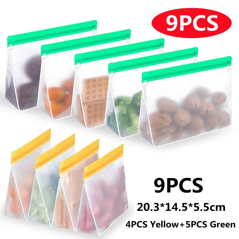 Reusable PEVA Food Storage Bag Leakproof Freezer Safe Stand Up For Fresh Produce