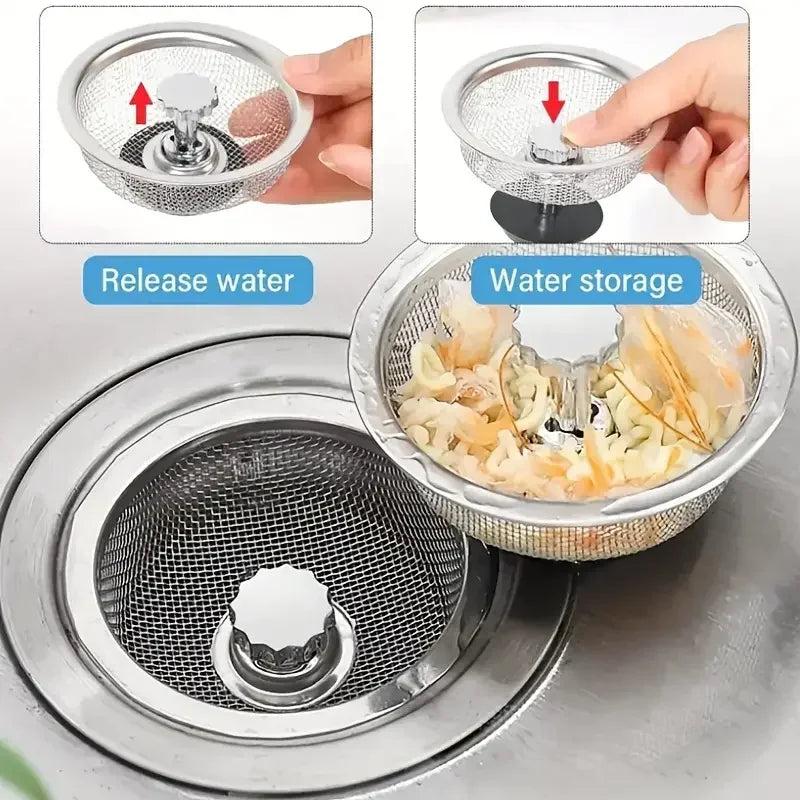 Kitchen Sink Strainer With Handle And Stopper Premium Stainless Steel Home Cooks