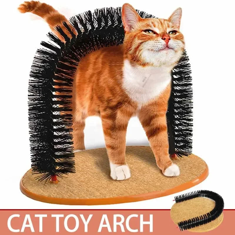 Cat Toy Arch Self Grooming Massage Brush With Scratching Pad