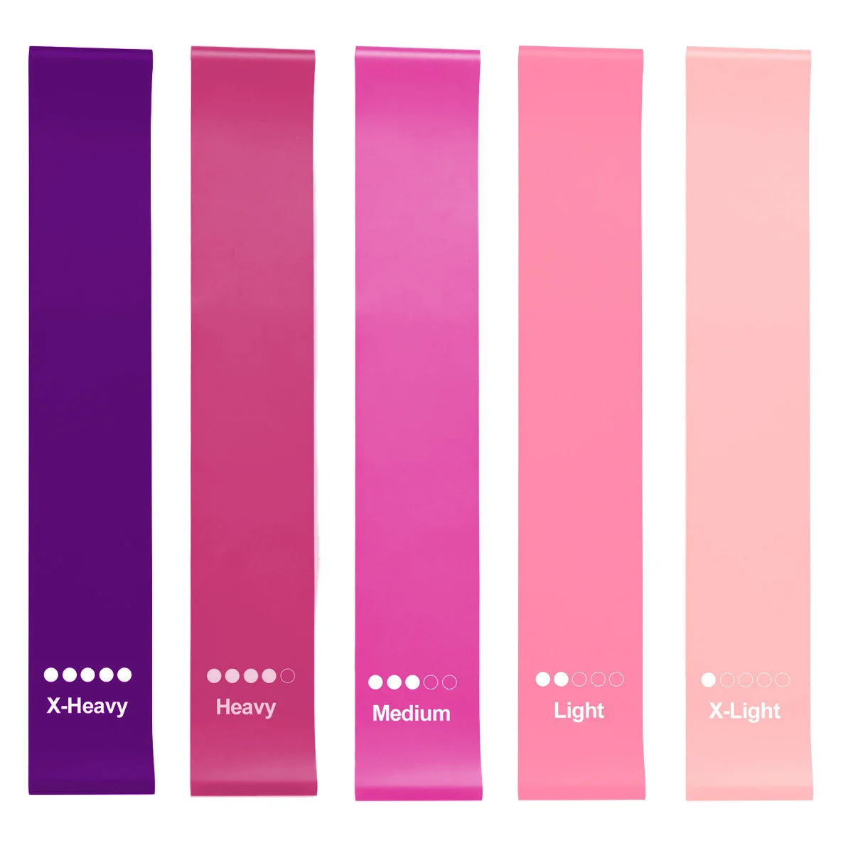Versatile Resistance Band Set Of 5 Loop TPE Pink For Home Workouts And Yoga