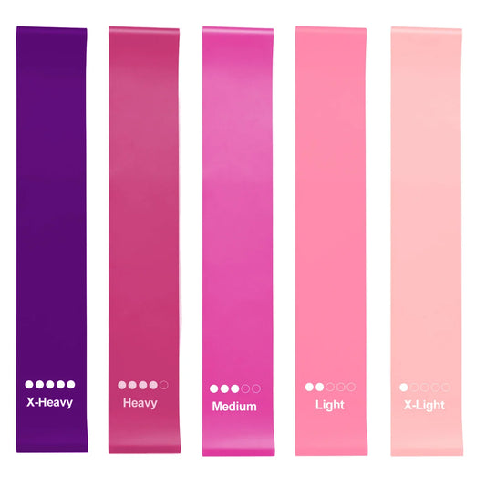 Versatile Resistance Band Set Of 5 Loop TPE Pink For Home Workouts And Yoga