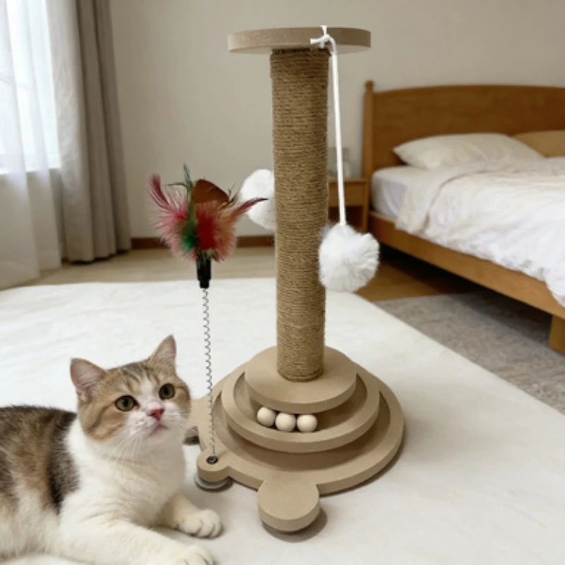 Durable Cat Scratching Post With PestResistant Sisal And Rotating Scratcher