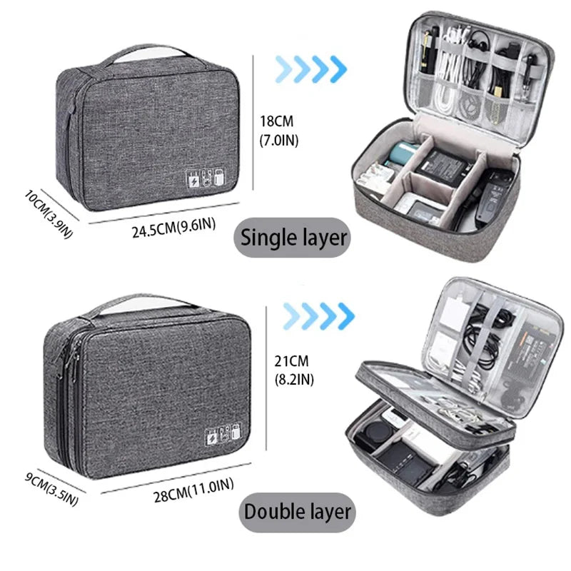 Travel Cable Storage Bag Portable Waterproof Tech Organizer For Travelers