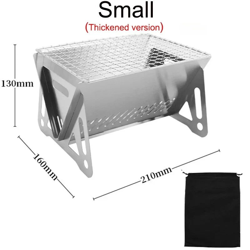 YEGBONG Portable Folding Barbecue Grill Outdoor Easy Assembly Stainless Steel