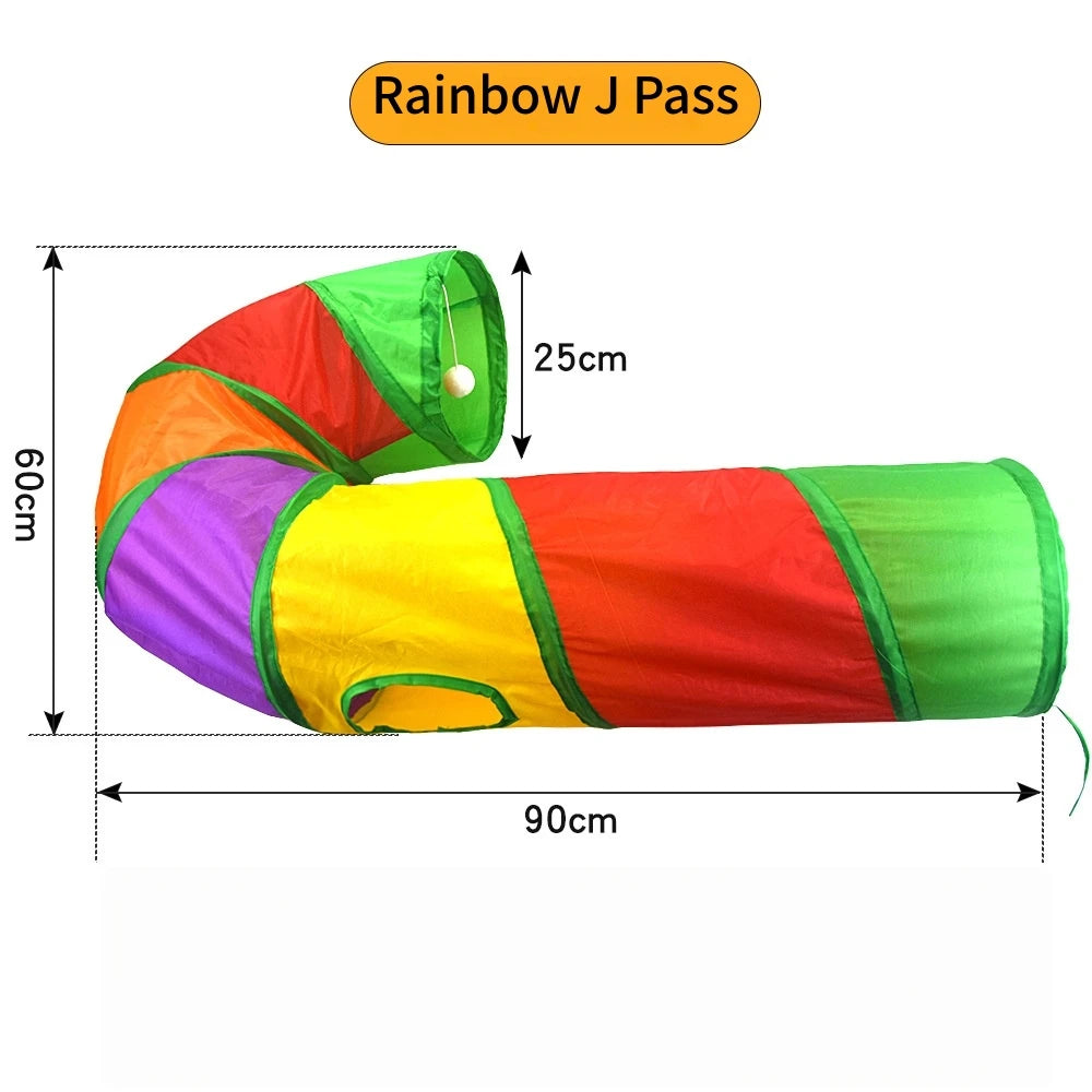 Foldable Cat Tunnel Toy For Indoor Play Breathable Fabric