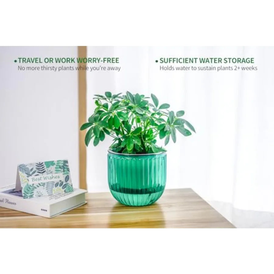 2 Pack Self Watering Hanging Planters With Drain Holes 6.5 Inch For Gardeners