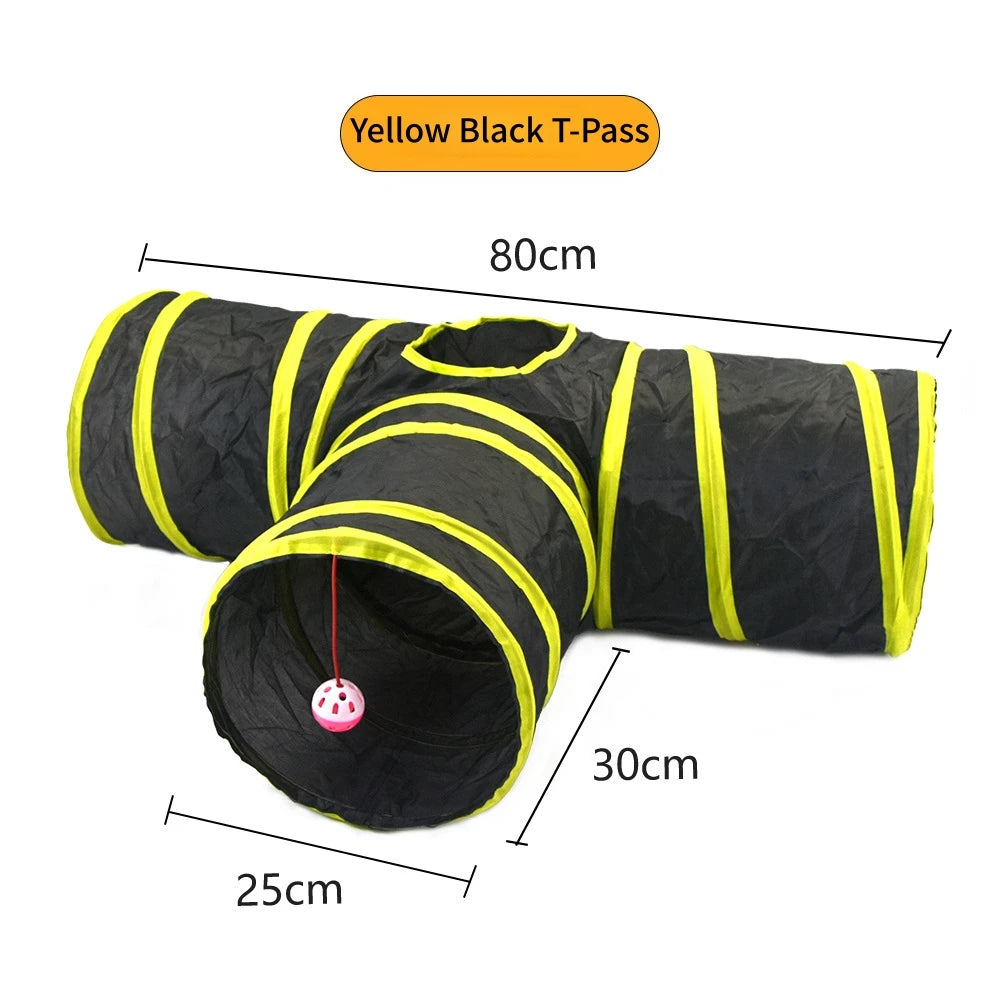 Foldable Cat Tunnel Toy For Indoor Play Breathable Fabric