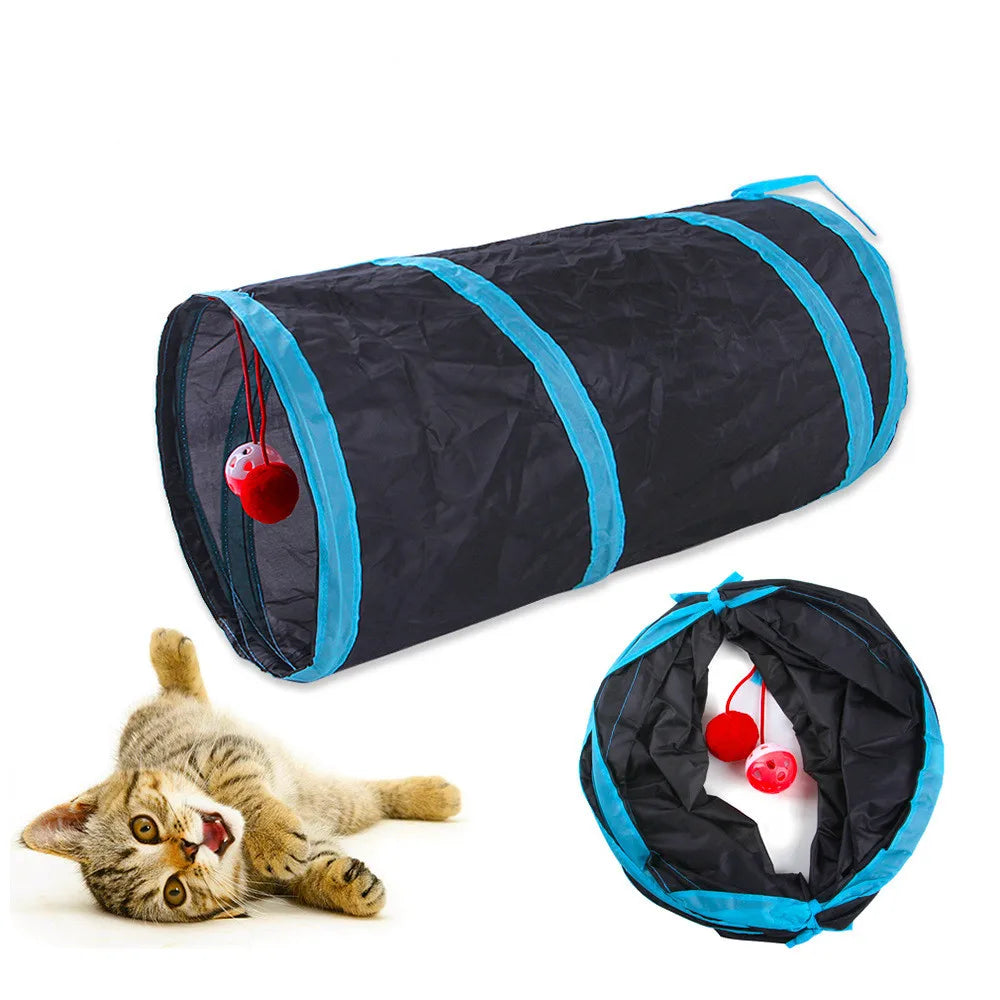 Foldable Cat Tunnel Toy For Indoor Play Breathable Fabric