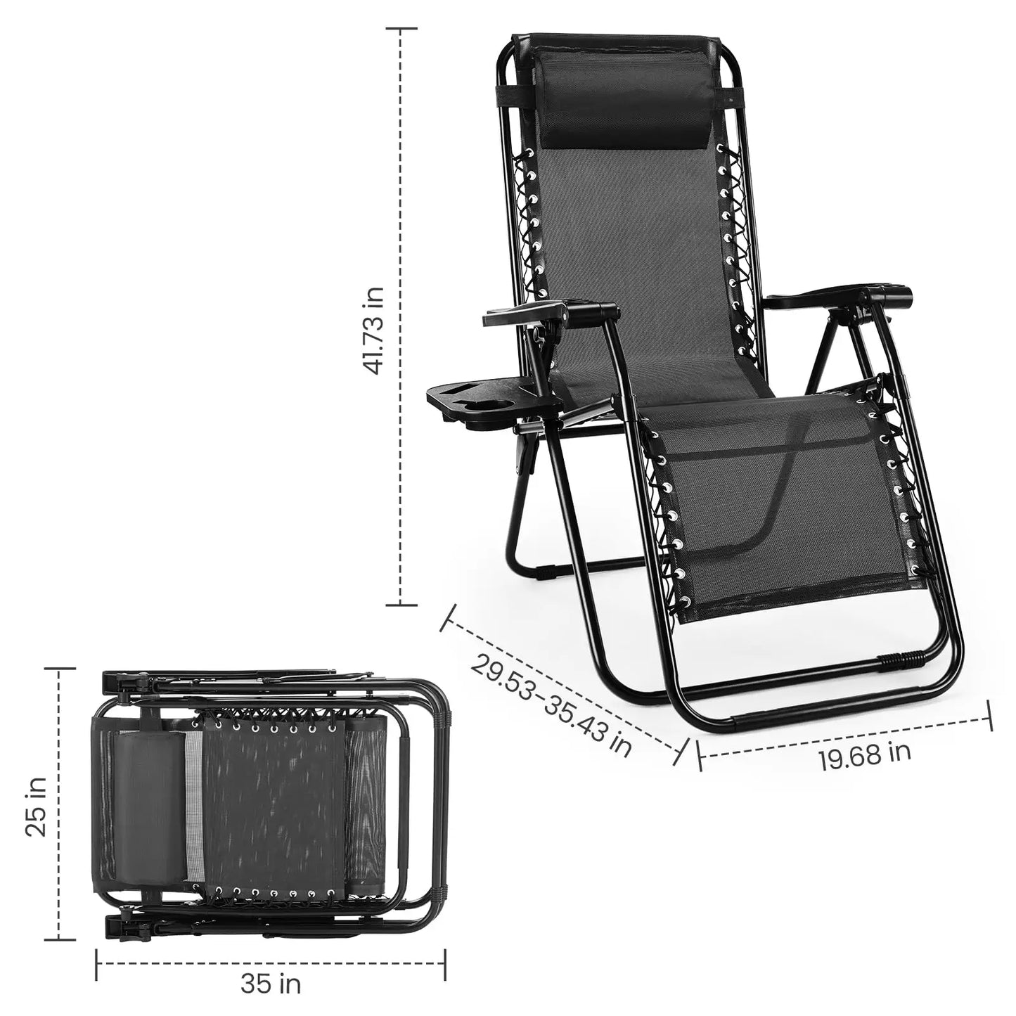 Relax & Recline Zero Gravity Lounge Chair with Cup Holder
