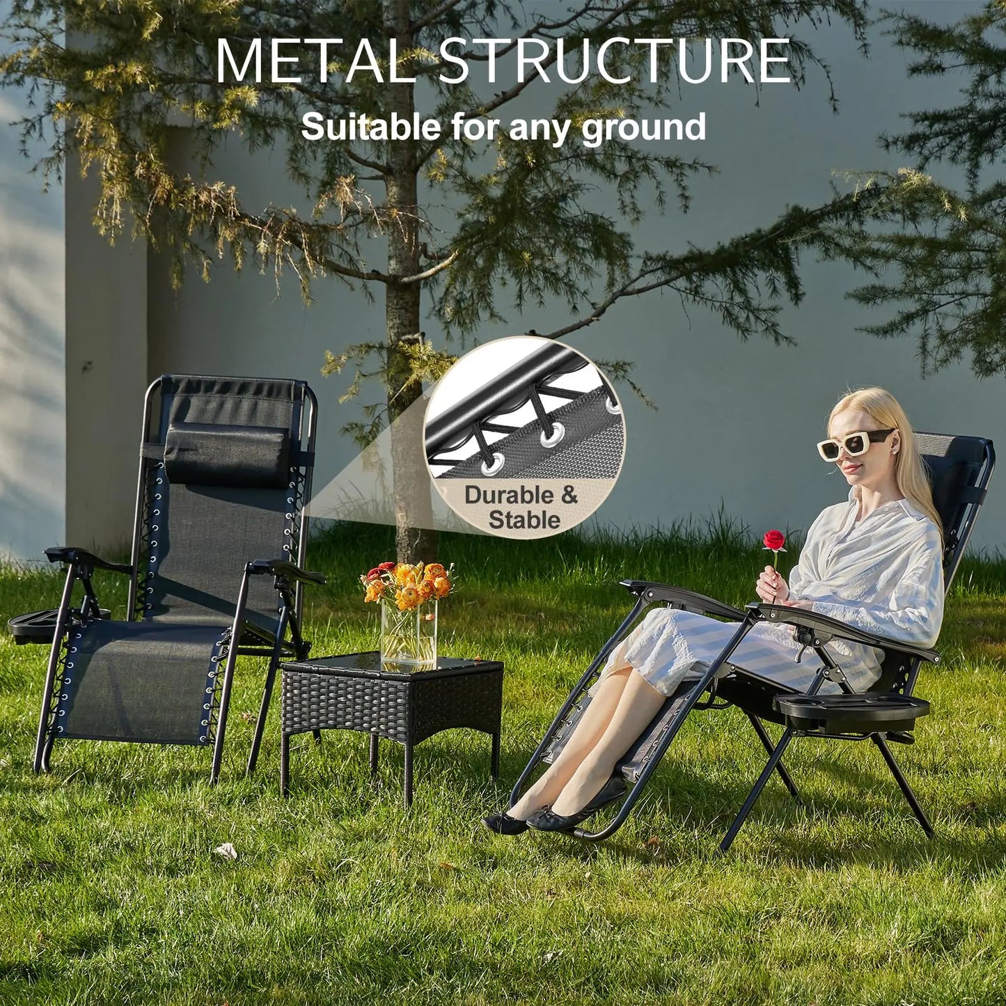 Relax & Recline Zero Gravity Lounge Chair with Cup Holder