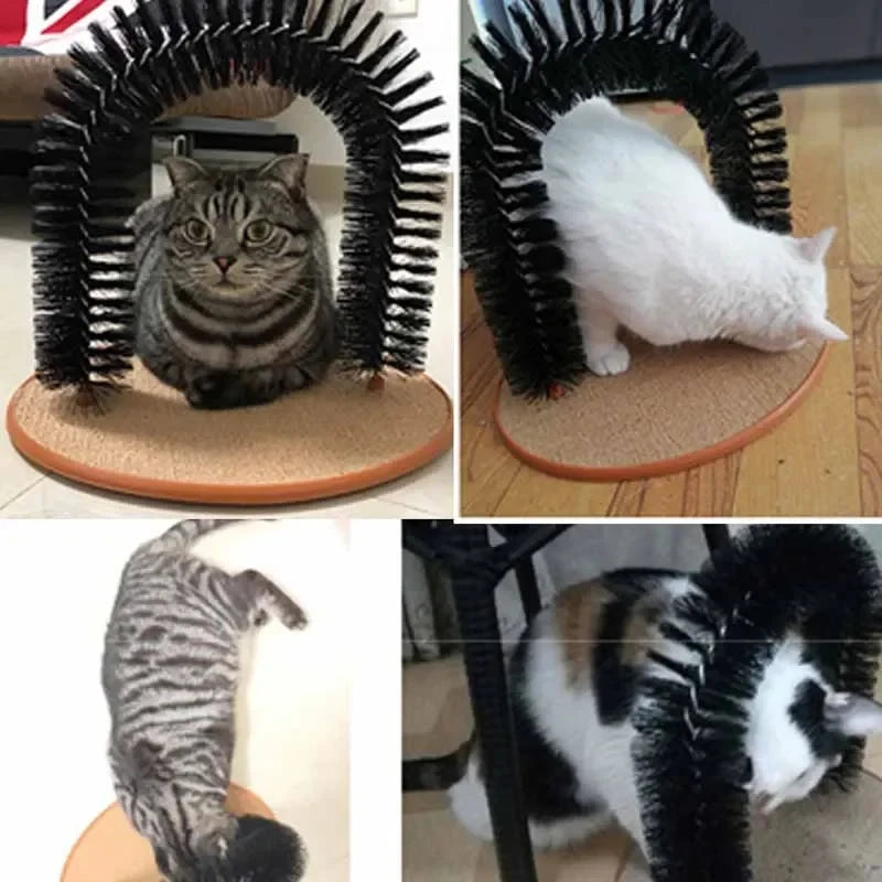 Cat Toy Arch Self Grooming Massage Brush With Scratching Pad