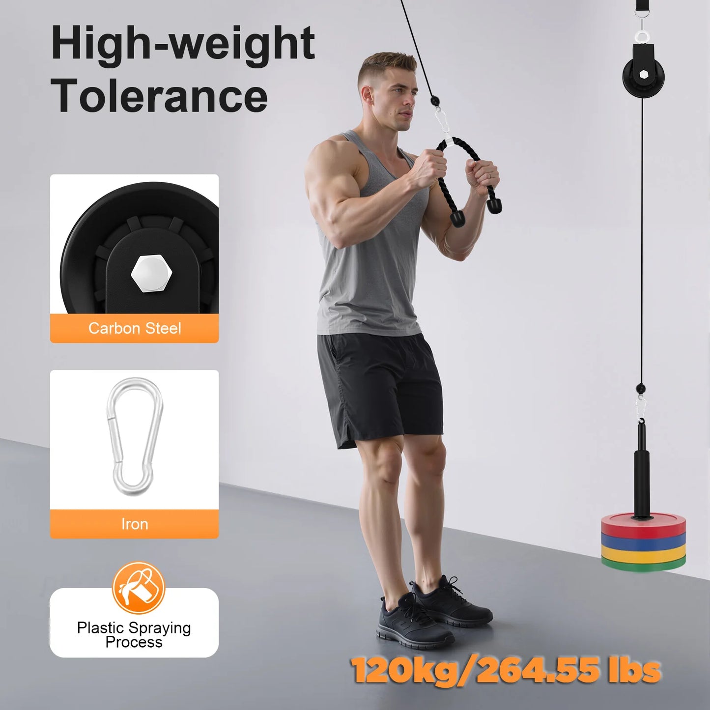 Cable Weight Pulley System For Home Gym With Safety Ropes Unisex Strength