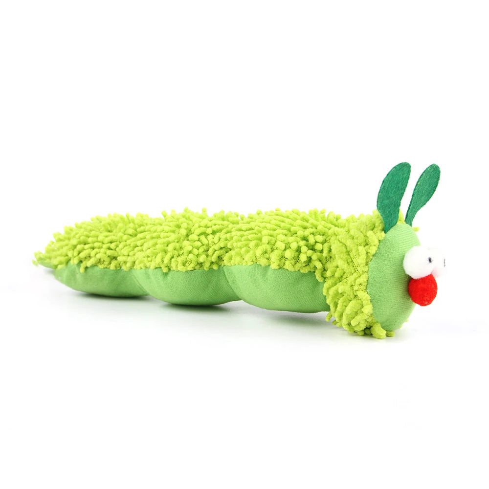 Caterpillar Cat Toy Plush Nylon Chew With Catnip And Silvervine