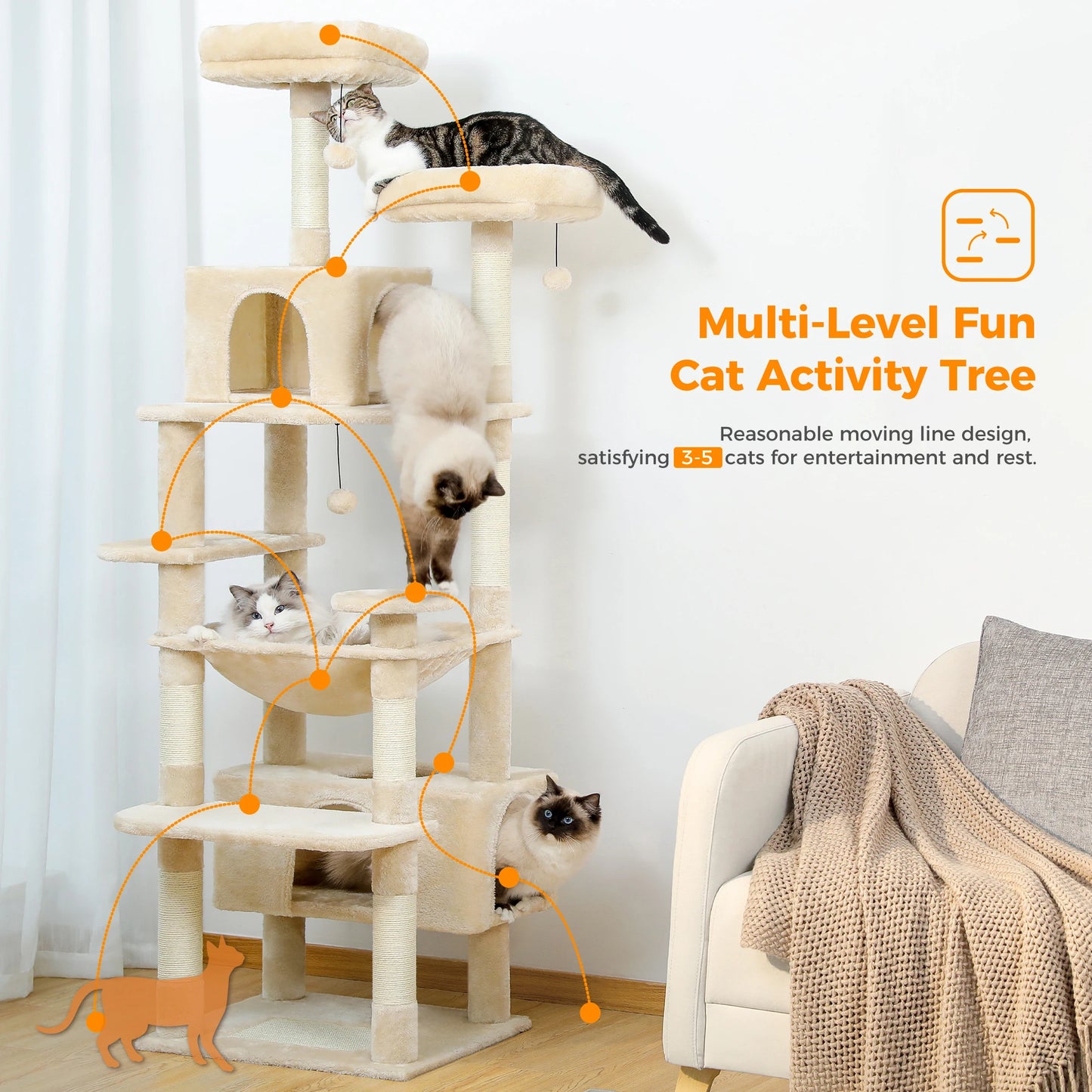 PAWZ Road Cat Tree Tower With Scratching Posts And Perches