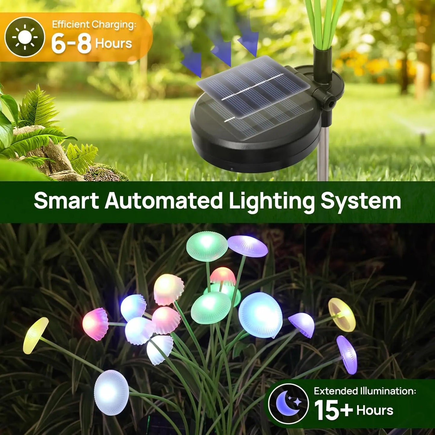 Solar Garden Lights Dual Mode LED Mushroom Decor Waterproof Jellyfish Gardeners