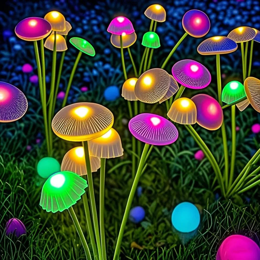 Solar Garden Lights Dual Mode LED Mushroom Decor Waterproof Jellyfish Gardeners
