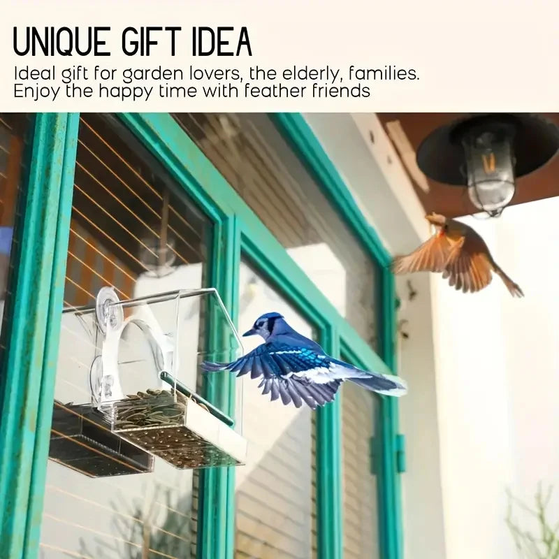 Window Bird Feeder Clear Acrylic With Strong Suction Cups For Backyard Birds