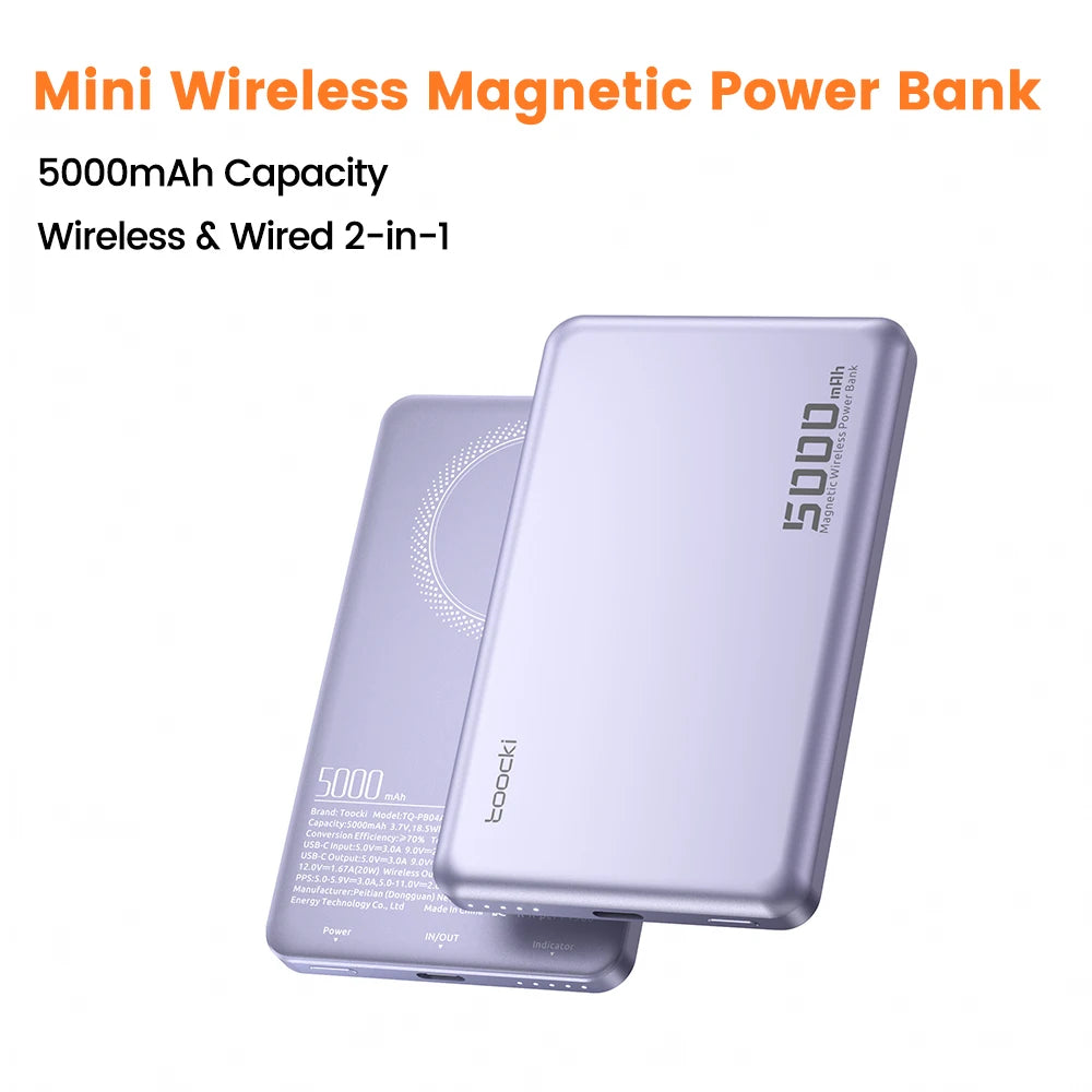 Toocki MagSafe PowerBank 5000mAh 20W Wireless Charger For iPhone 13 14 15 16 17