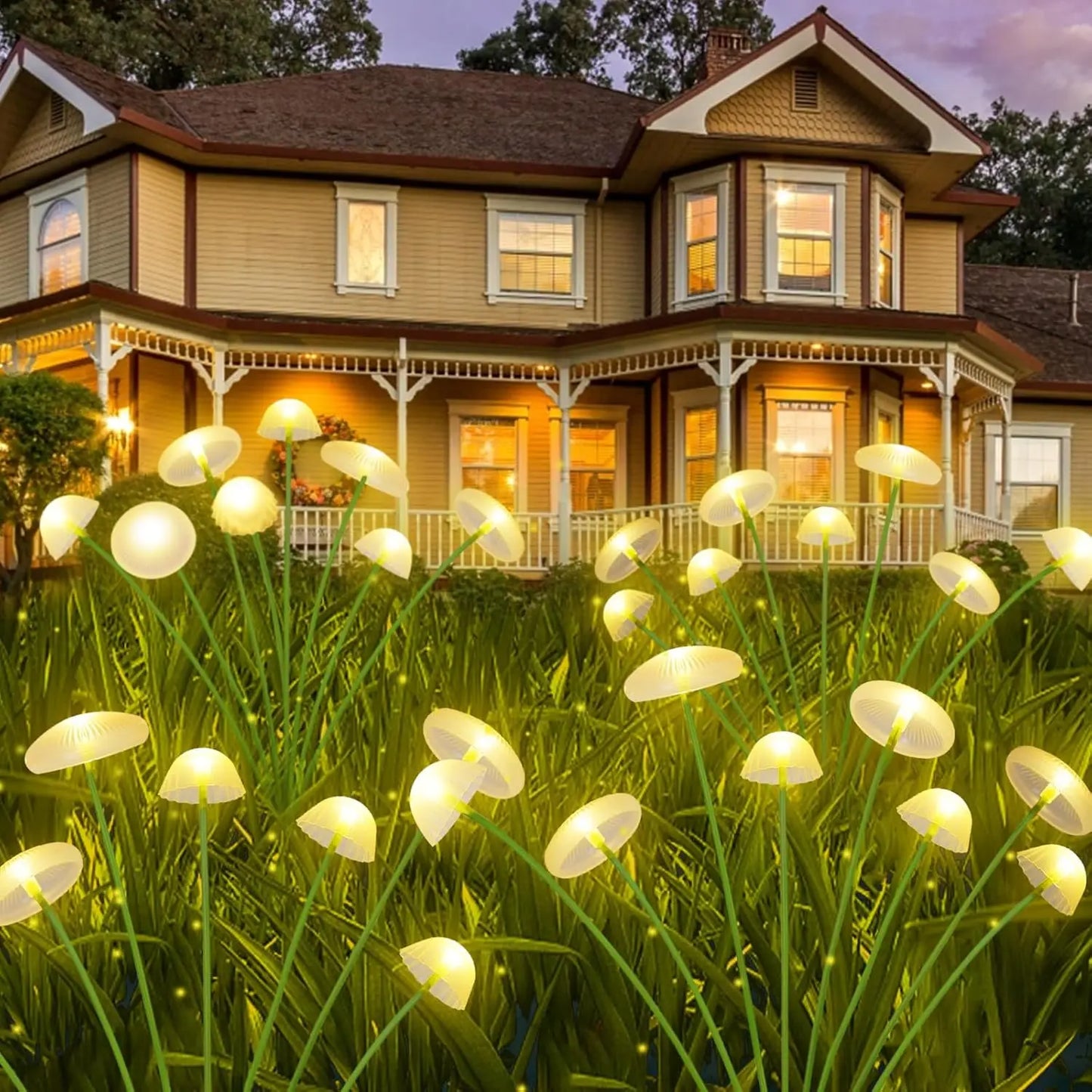 Solar Garden Lights Dual Mode LED Mushroom Decor Waterproof Jellyfish Gardeners