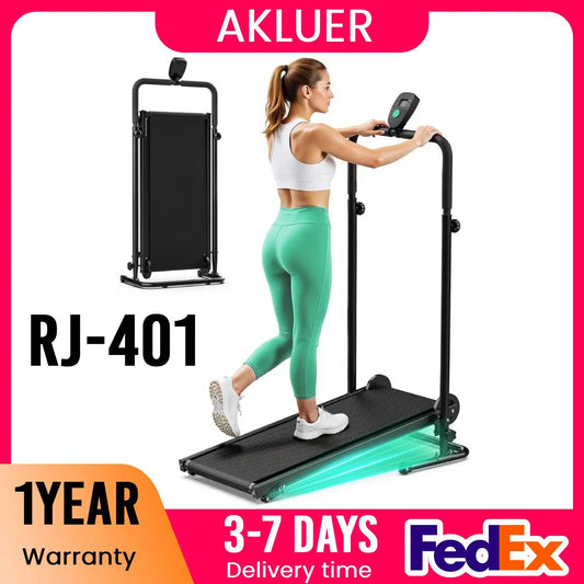 AKLUER Motorless Treadmill With Dual Flywheels Fixed Incline And LCD Monitor For Home Gym