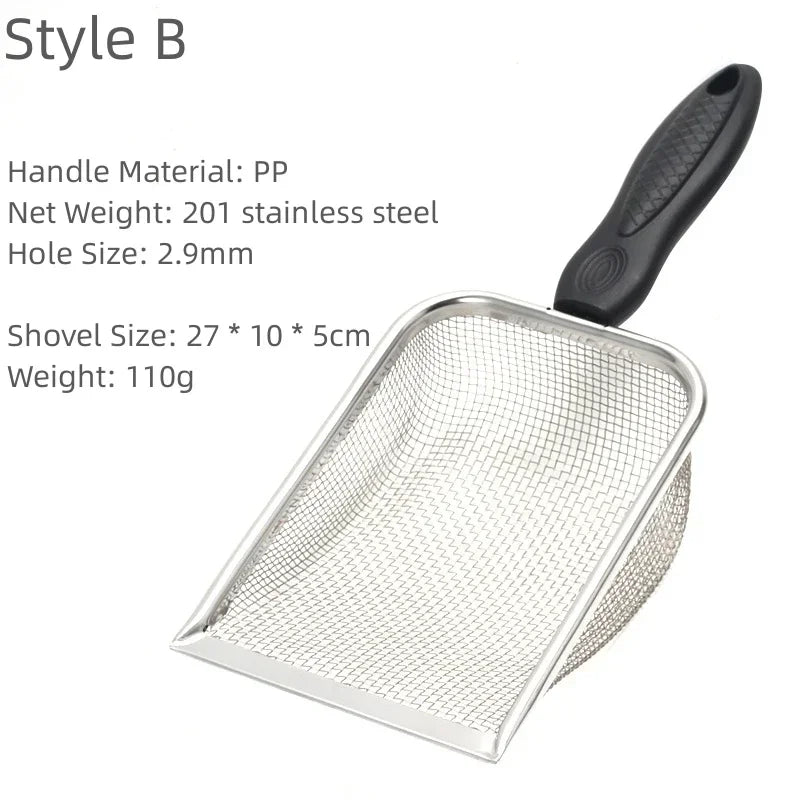 Cat Litter Scoop Stainless Steel Long Handle Cleaning Tool