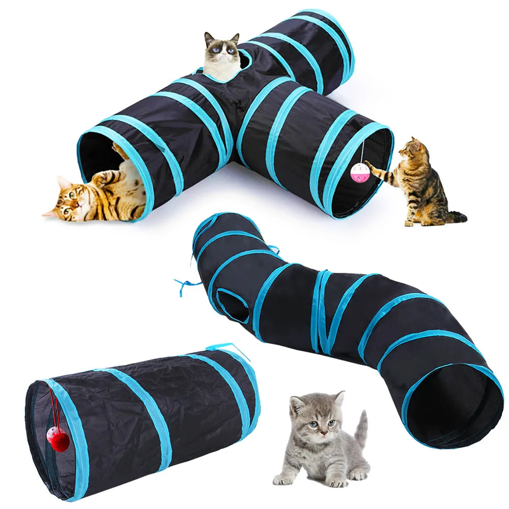 Foldable Cat Tunnel Toy For Indoor Play Breathable Fabric