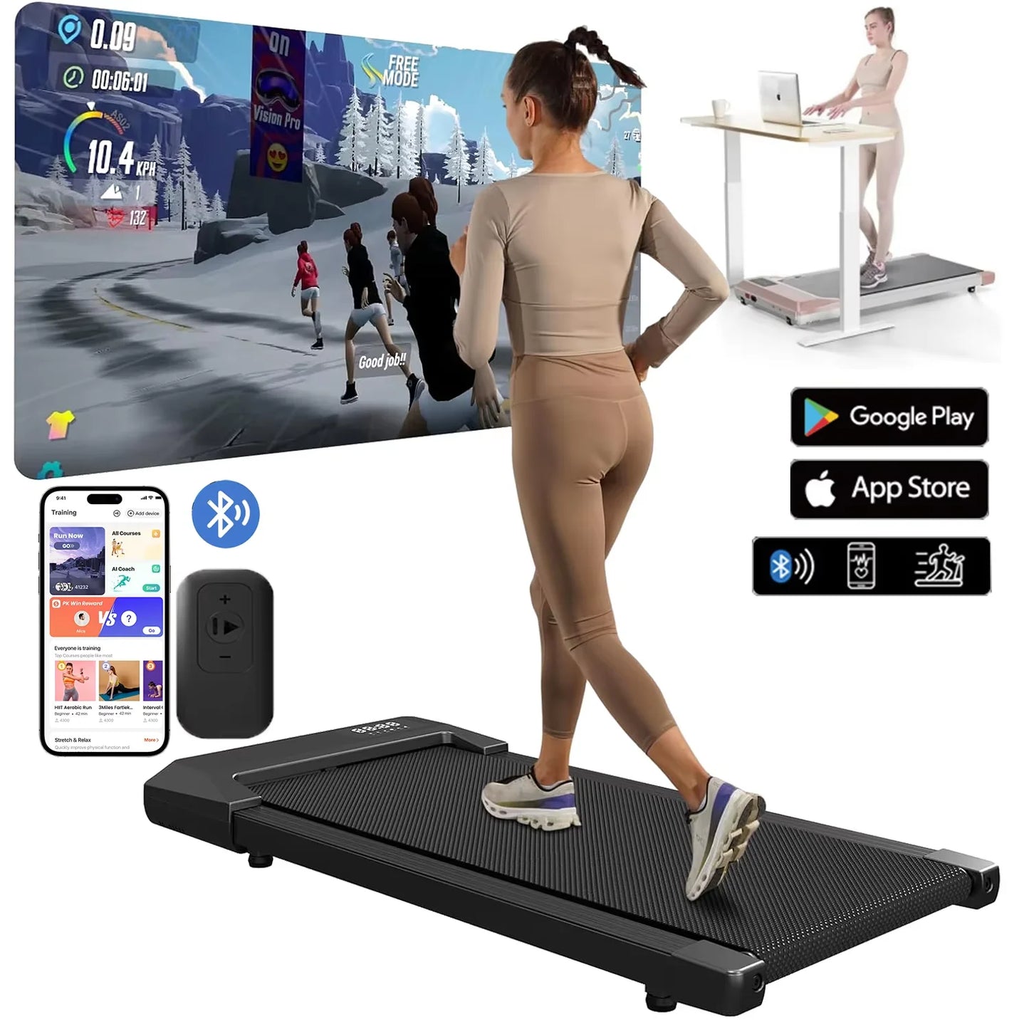 Superun 2-in-1 Home Walking Pad Treadmill - 2.5 HP Compact Home Cardio
