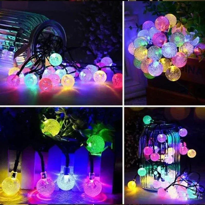 Solar String Lights Outdoor Crystal Fairy Lights 8 Modes Waterproof Patio