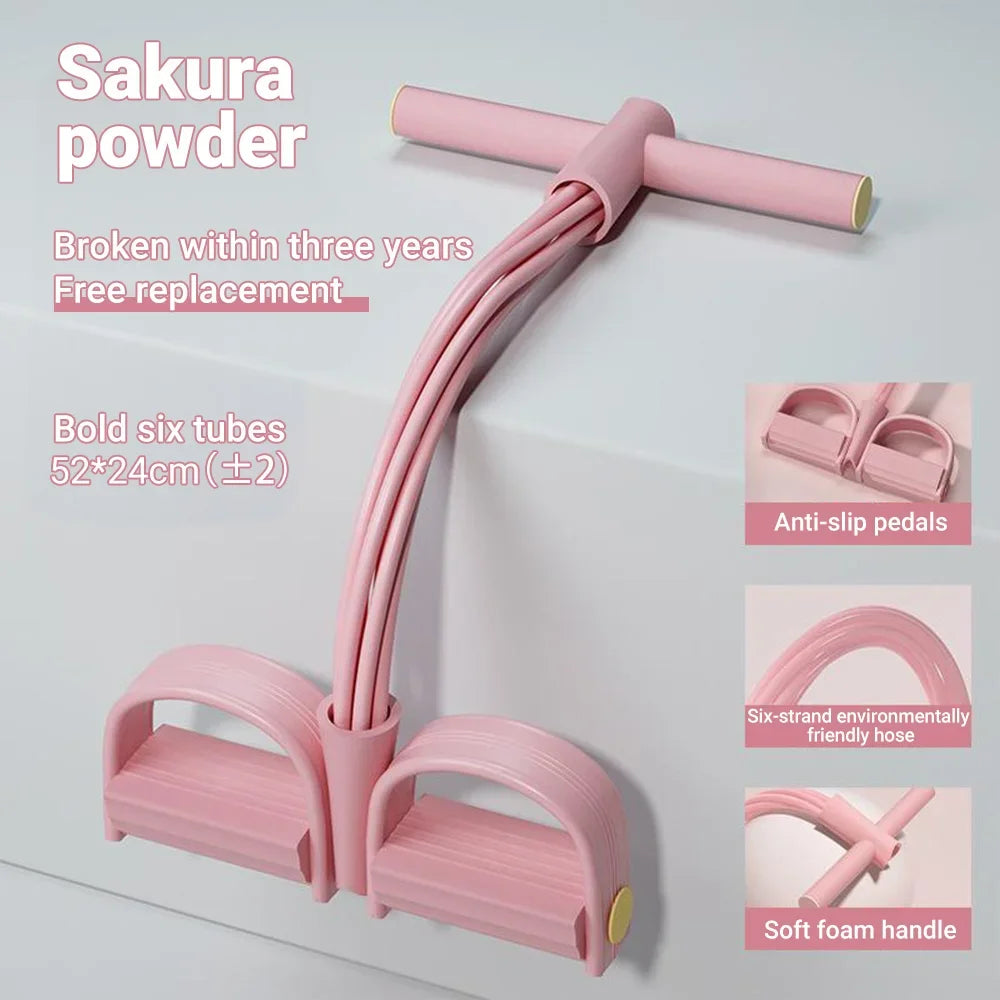 6 Tube Resistance Band Set For Women Fitness With Multi Function Pedal Exerciser