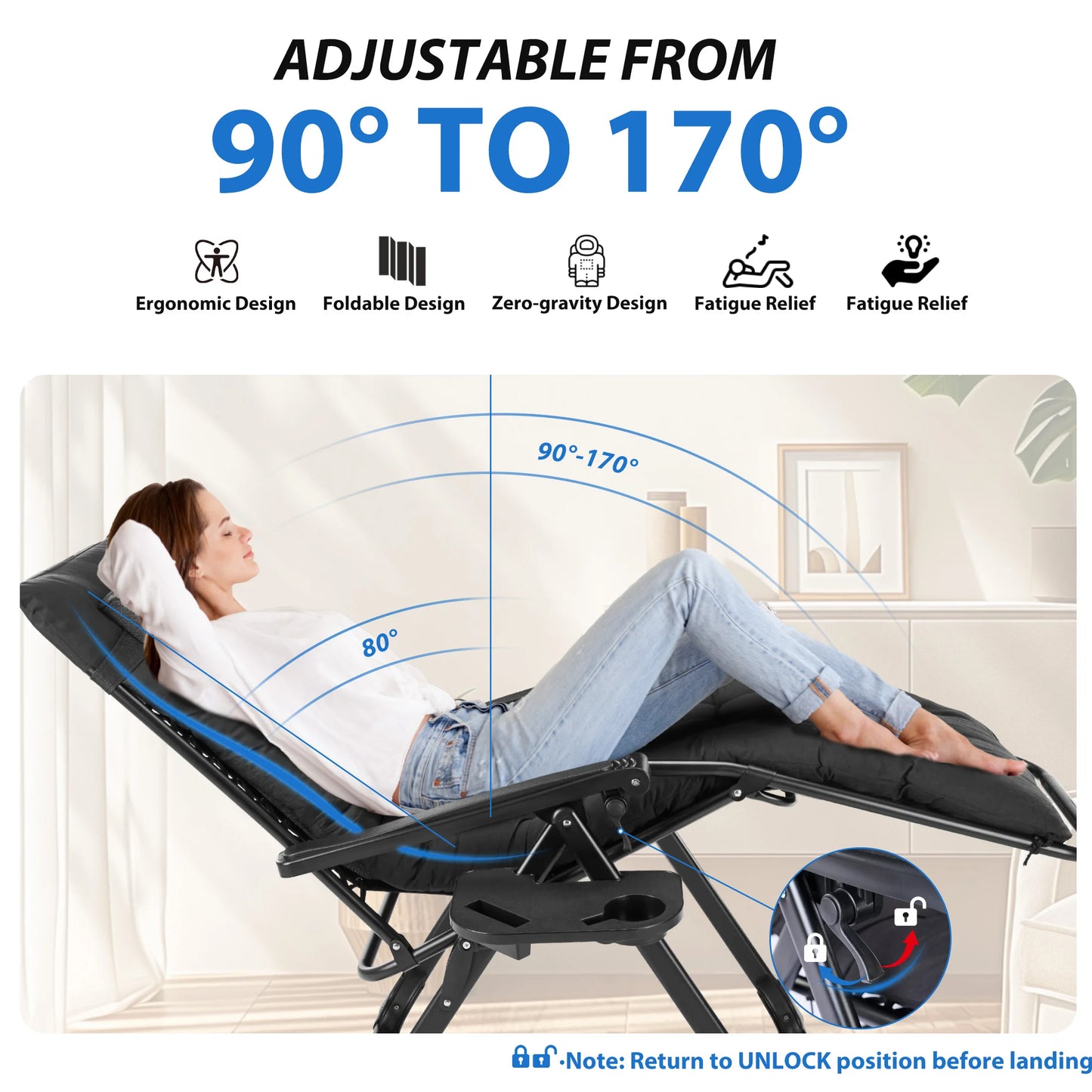 Kick Back & Relax Zero Gravity Cushioned Outdoor Chair